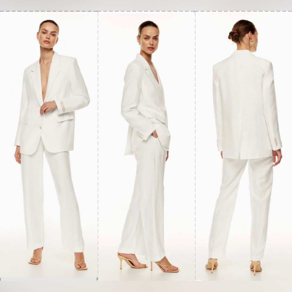 NWTS Babaton Agency Single Breasted Linen Blazer Sz XS Colour Espace